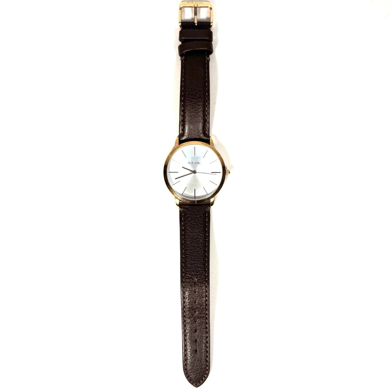 PAUL SMITH Mens Leather Strap Stainless Watch Bronze Brown 38mm (MSRP $325)