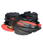 BALMAIN Mens Unicorn Neoprene Leather Low Top Sneakers Red Black (MSRP $1,295)