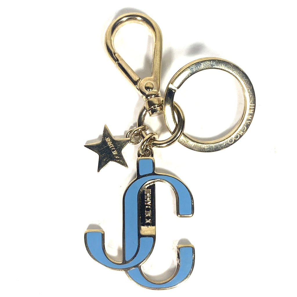 JIMMY CHOO Enamel JC Star Logo Bag Charm Keychain Blue (MSRP $295)