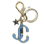 JIMMY CHOO Enamel JC Star Logo Bag Charm Keychain Blue (MSRP $295)