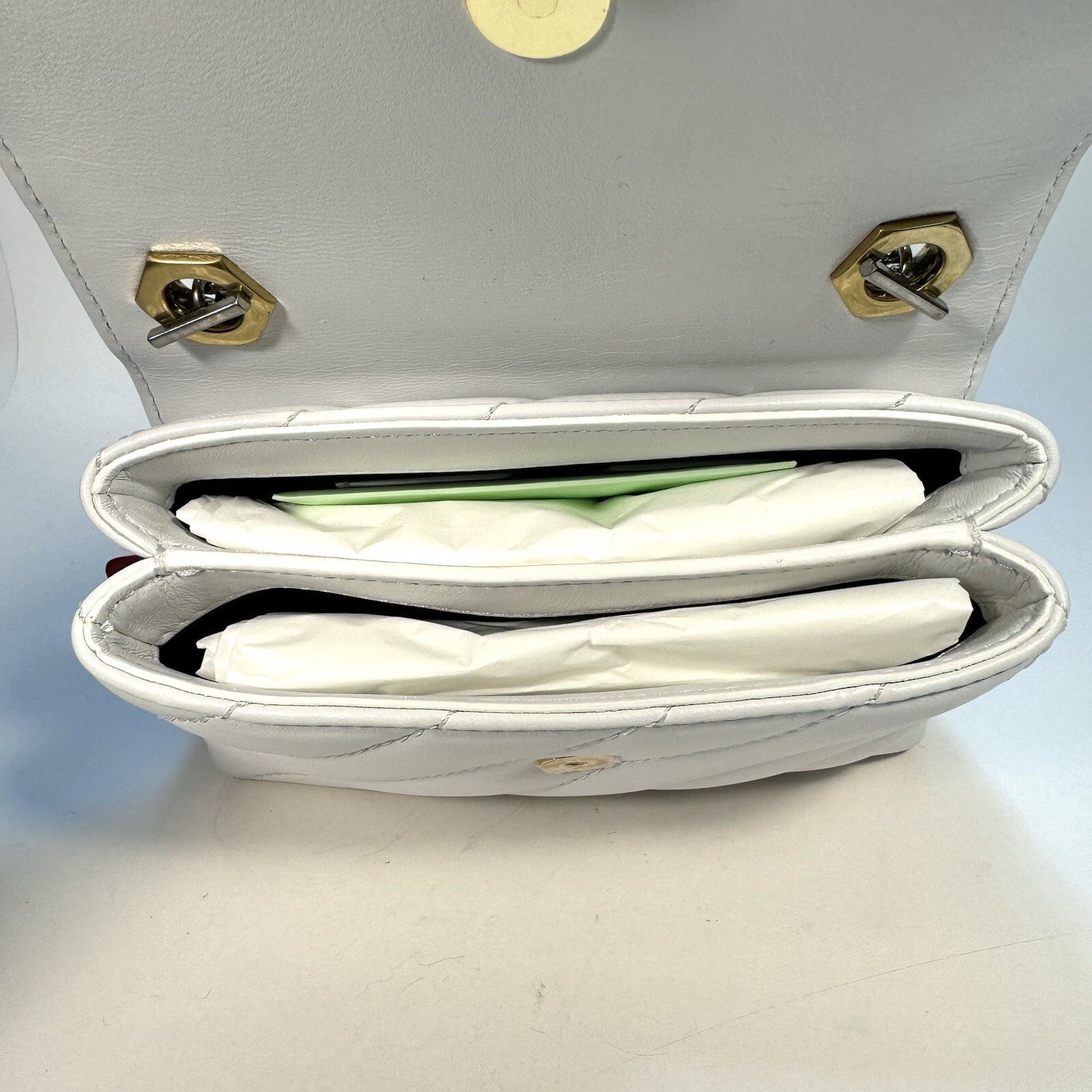 OFF-WHITE Jackhammer 17 Logo Leather Flap Shoulder Bag White (MSRP $1,250)