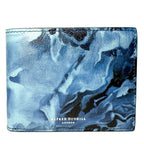 DUNHILL Mens Duke Marble Print Leather 4cc Coin Bifold Wallet Blue (MSRP $575)