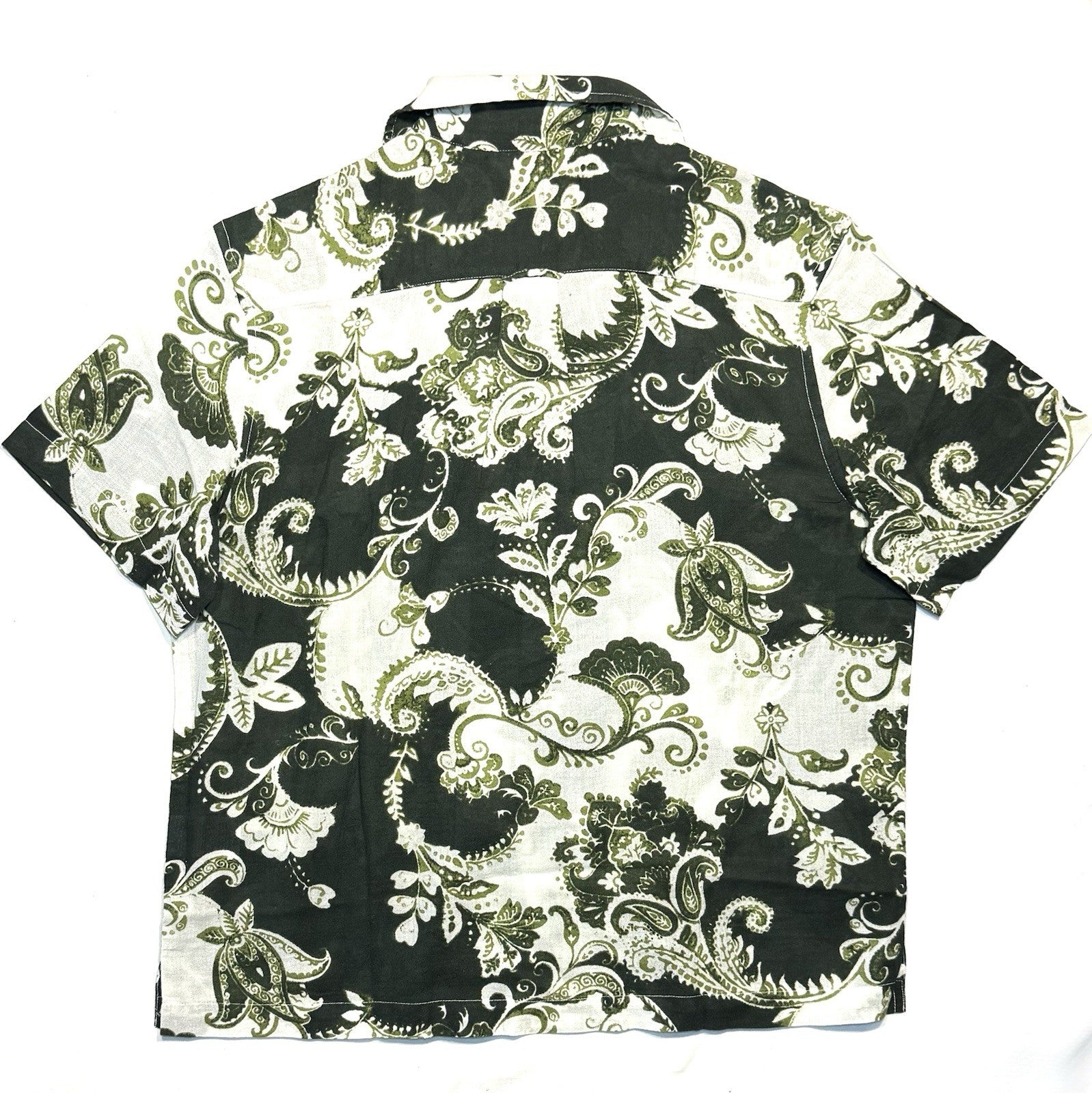 TODD SNYDER Mens Abstract Paisley Floral Crepe Camp Shirt Green (MSRP $228)