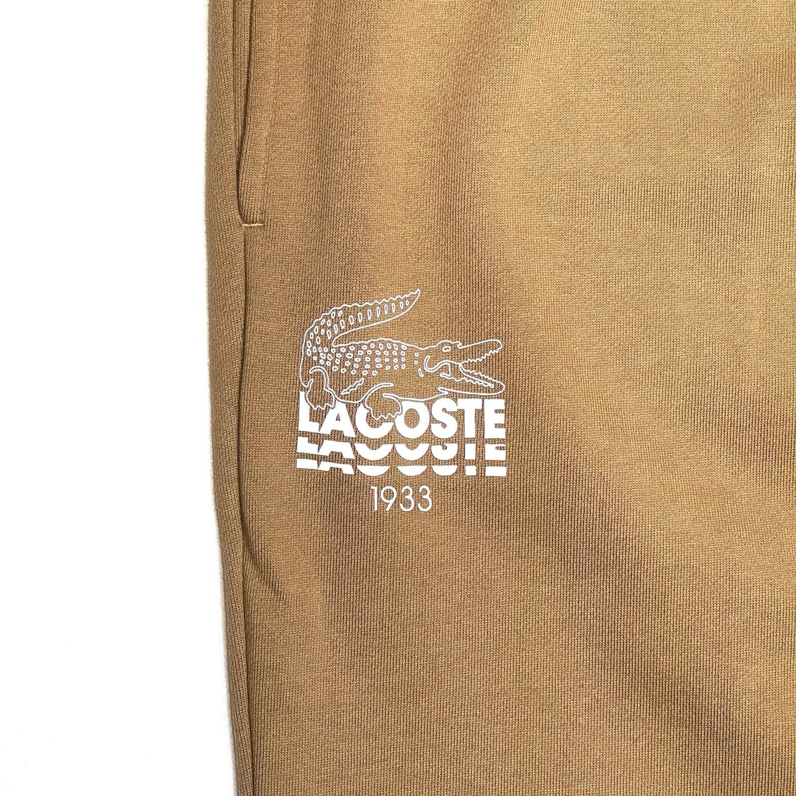 LACOSTE Mens Big and Tall Logo Print Tapered Cotton Sweatpants Brown (MSRP $98)