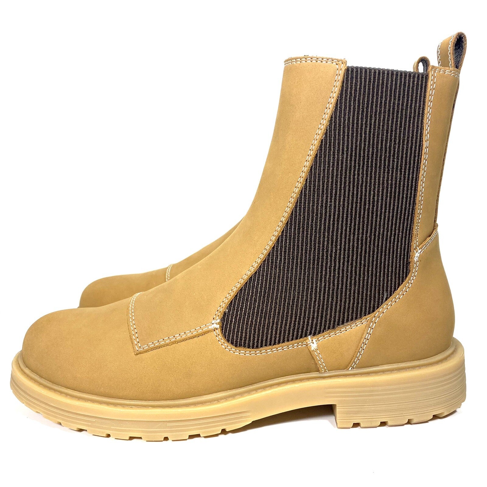 DIESEL Mens Alabhama Nubuck Suede Slip On Combat Boots Bone Brown (MSRP $375)