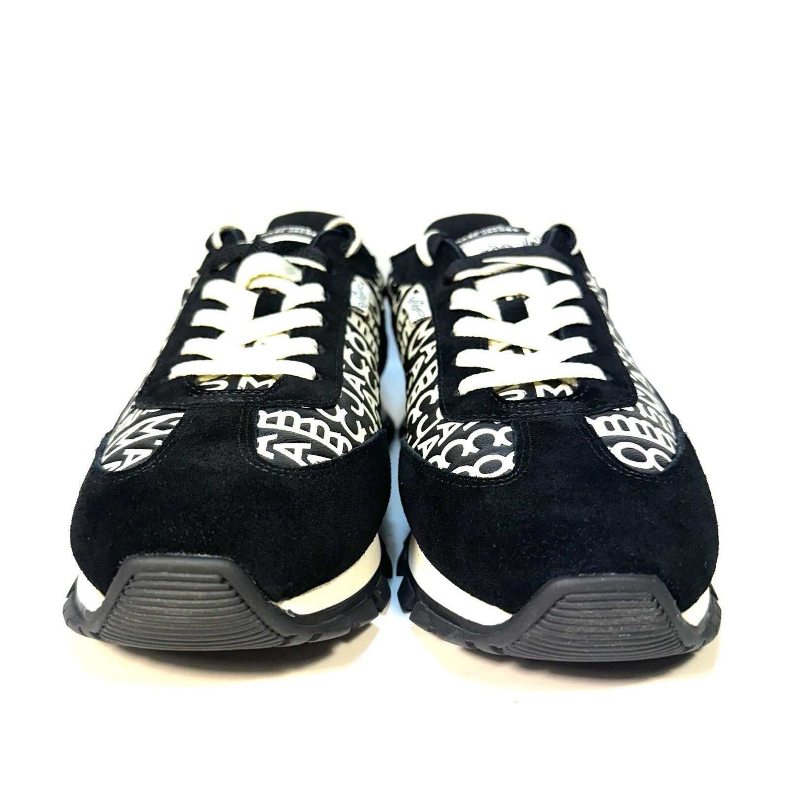 MARC JACOBS Womens The Monogram Leather Jogger Sneakers Black (MSRP $375)