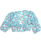 COOL CHANGE Womens Floral Paisley Cropped Rayon Tie Top Cover Up Blue S