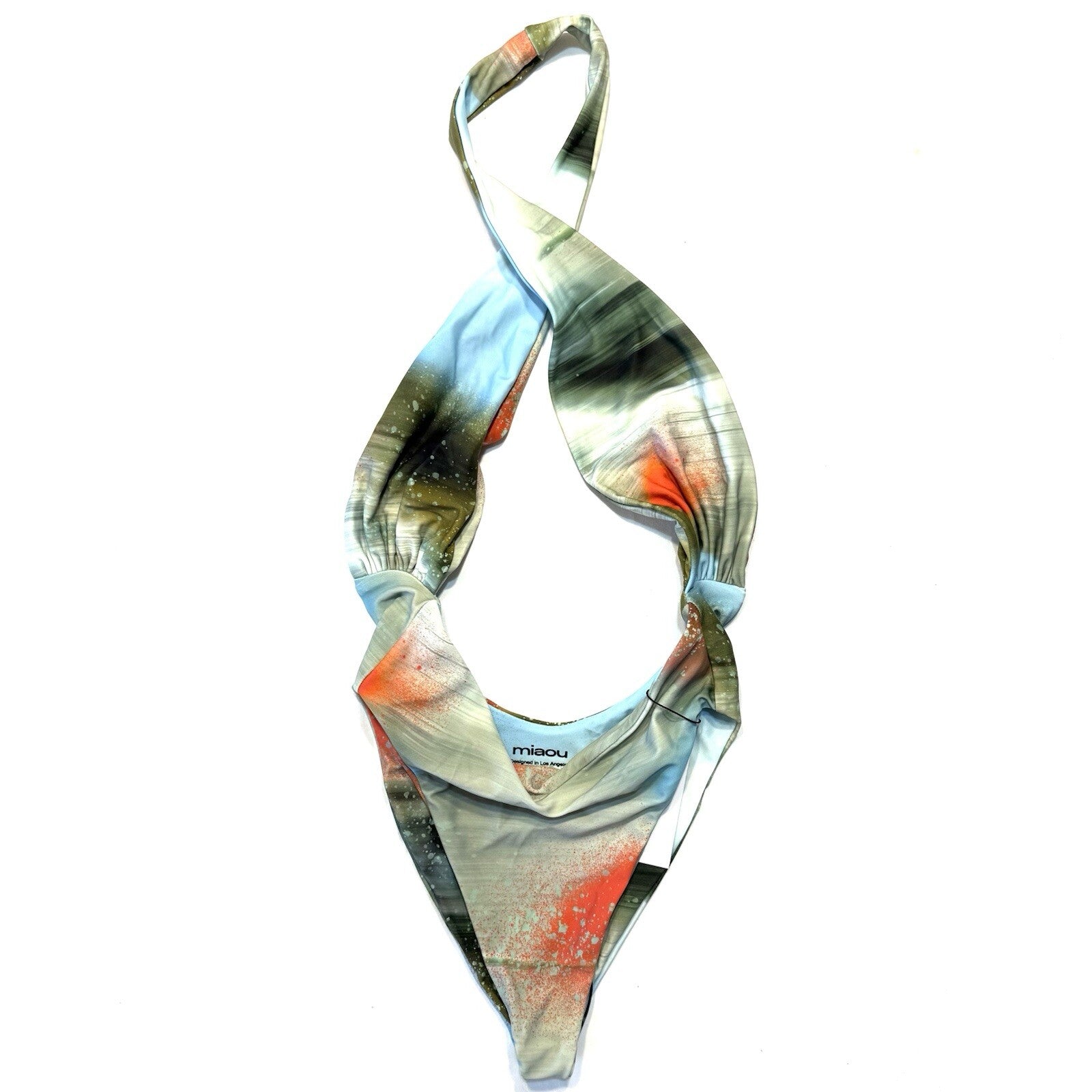 MIAOU Womens Demi One Piece Motion Print Swimsuit Blue (MSRP $120)