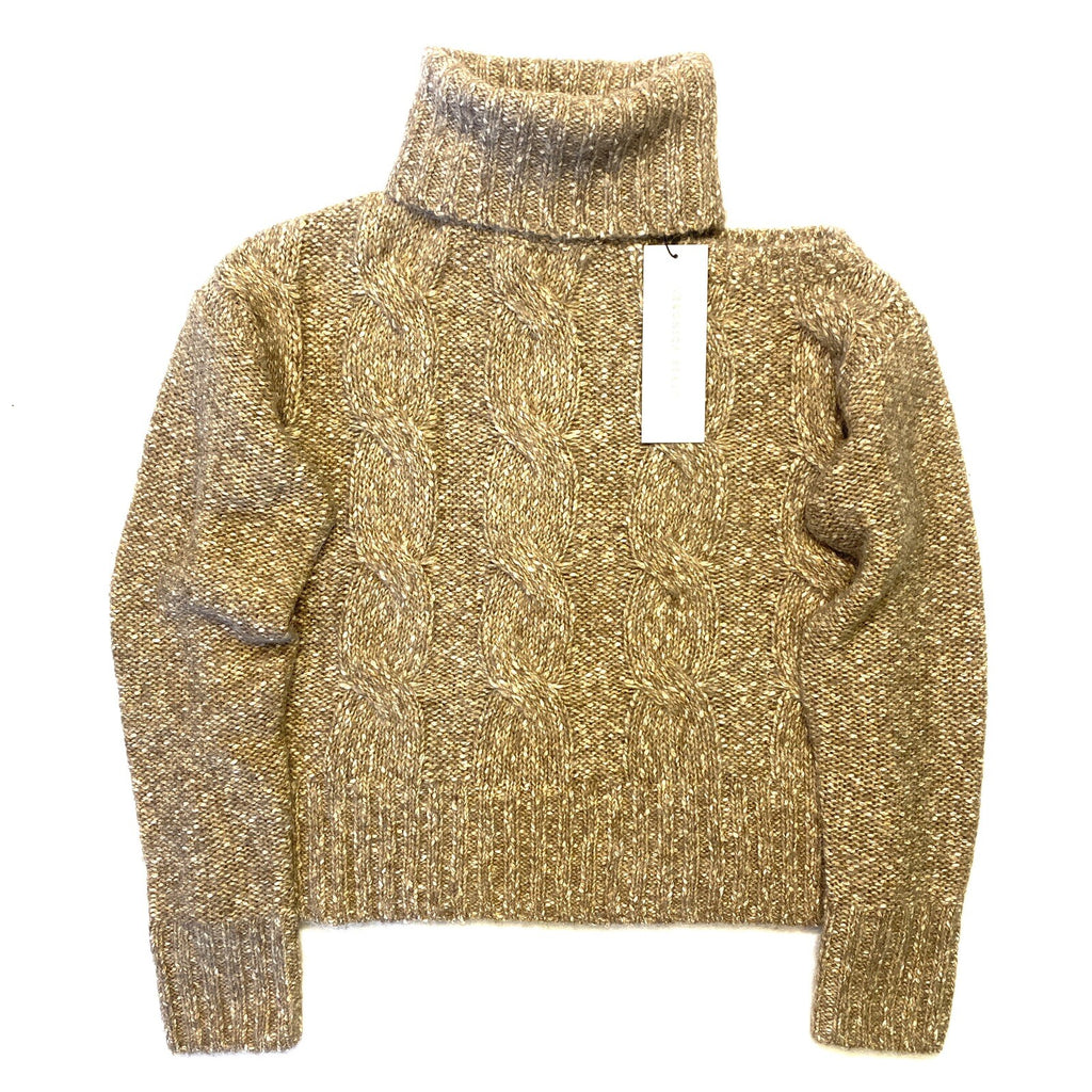 VERONICA BEARD Selleck Open Shoulder Mock Neck Sweater Gold Beige XS (MSRP $428)