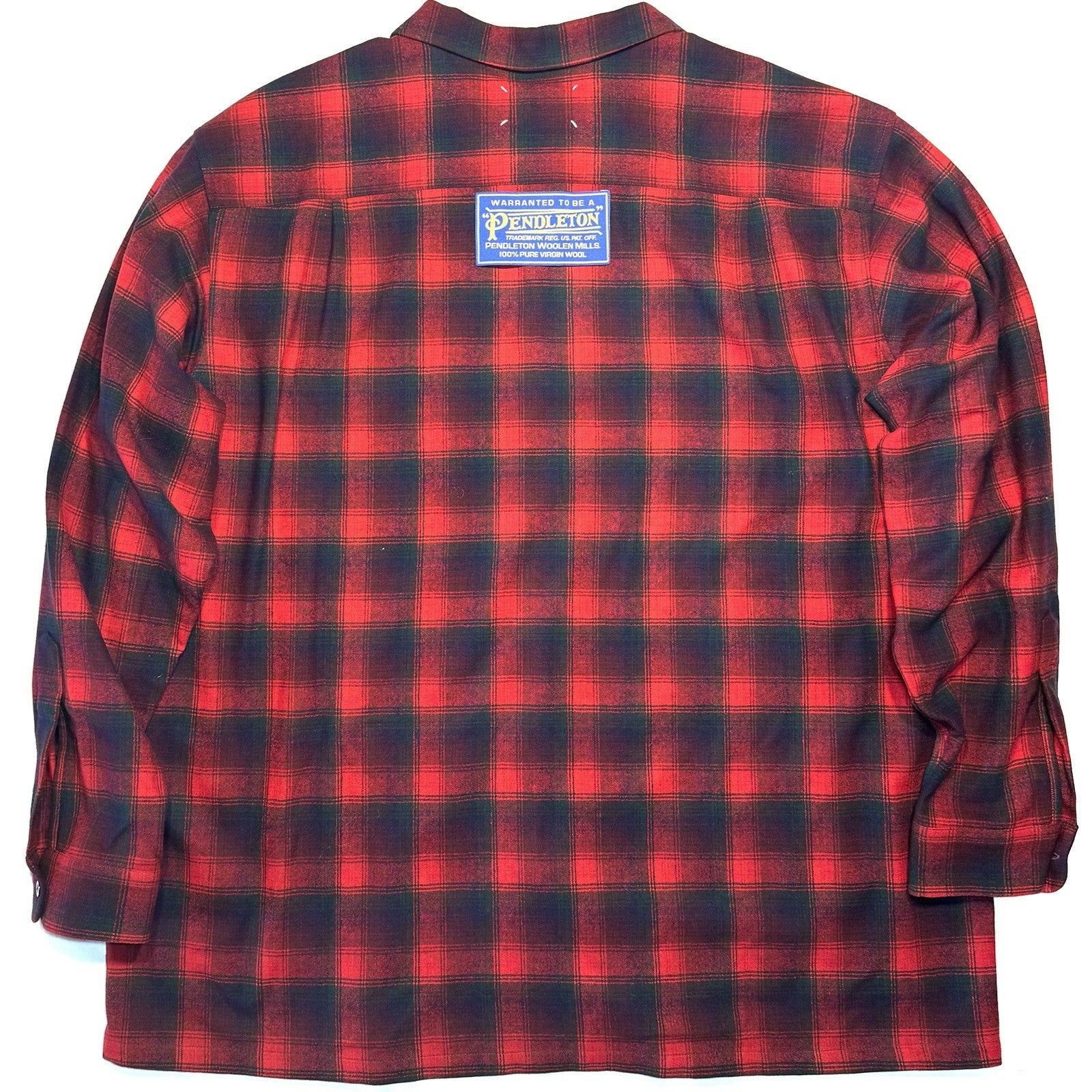 MAISON MARGIELA x PENDLETON Mens Wool Plaid Flannel Overshirt Red (MSRP $1,390)