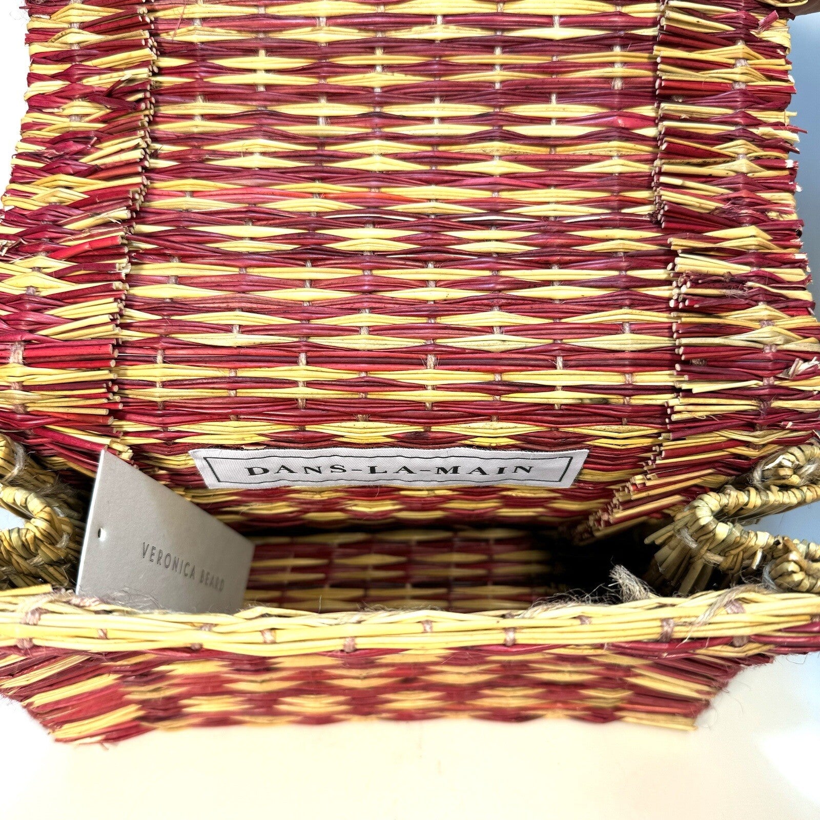 VERONICA BEARD x Dans La Main Feira Woven Straw Clutch Bag Red (MSRP $250)