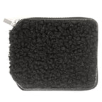 THEORY Womens Zip Around Blake Faux Shearling Wallet Black (MSRP $195)