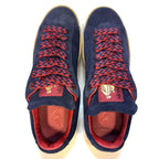 LANVIN Mens Lite Curb Suede Leather Low Top Sneakers Navy Blue (MSRP $590)