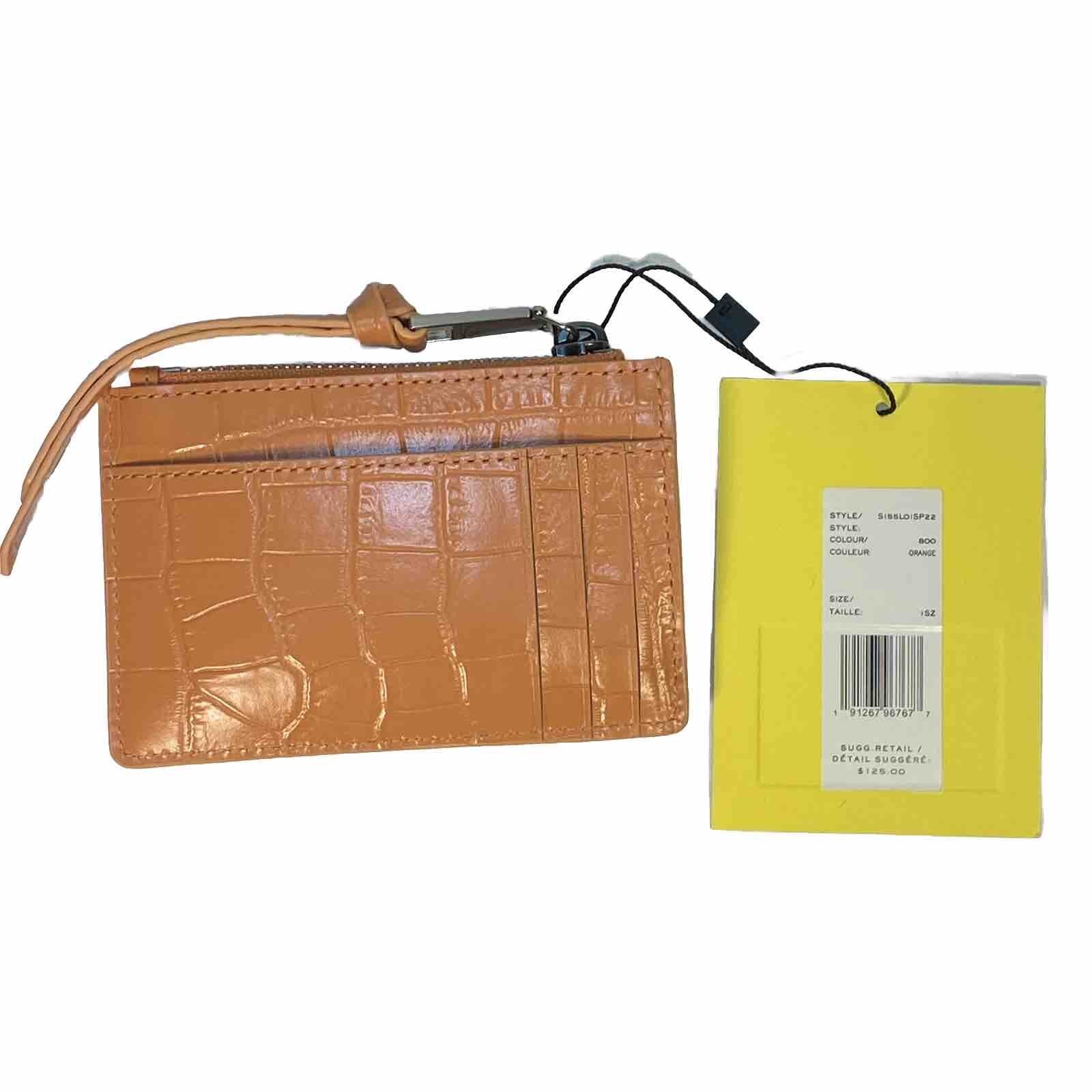 MARC JACOBS J Logo Snapshot Croc Embossed Zip Wallet Orange (MSRP $125)