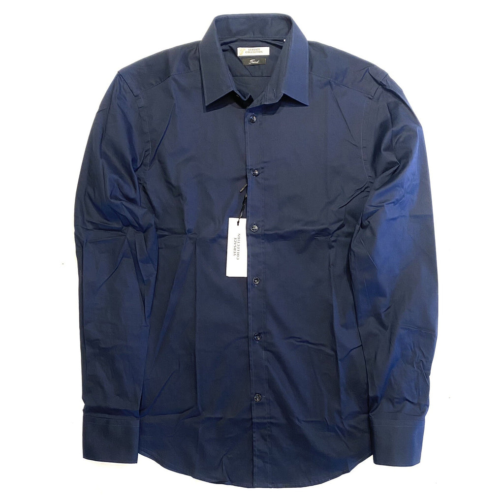 VERSACE Collection Mens Trend Fit Spread Collar Dress Shirt Blue (MSRP $195)