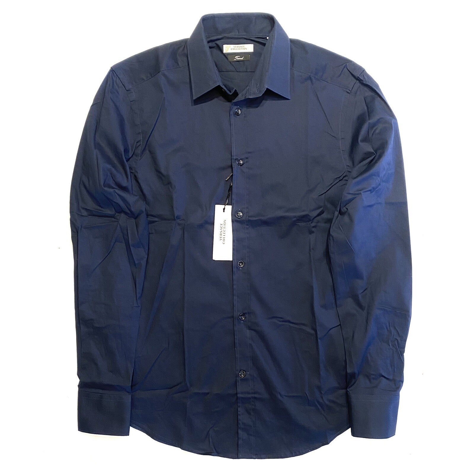VERSACE Collection Mens Trend Fit Spread Collar Dress Shirt Blue (MSRP $195)