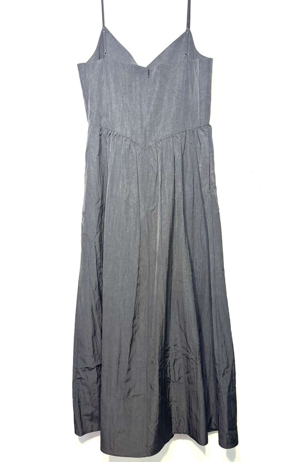JENNI KAYNE Womens Taffeta Peninsula Strap Maxi Dress Charcoal Grey (MSRP $425)