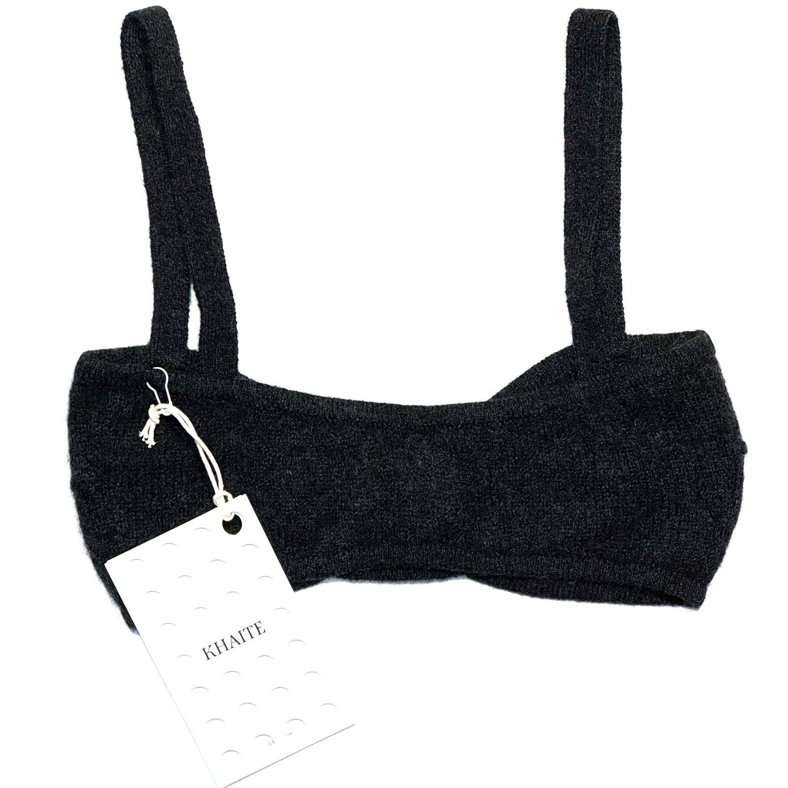 KHAITE Womens Eda Cashmere Knit Bralette Top Charcoal Grey S (MSRP $520)