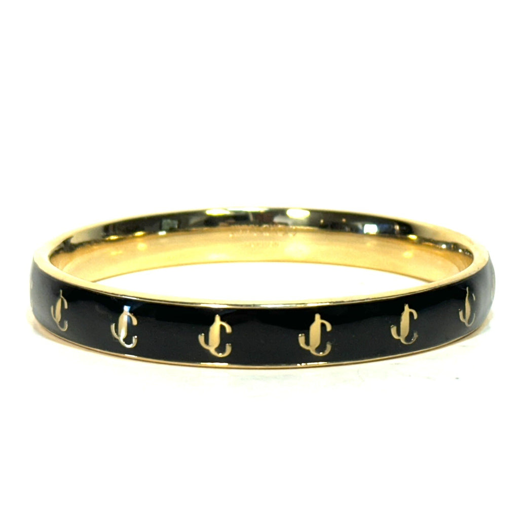 JIMMY CHOO Womens Enamel Logo Bangle Bracelet Black M (MSRP $495)