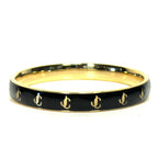 JIMMY CHOO Womens Enamel Logo Bangle Bracelet Black M (MSRP $495)