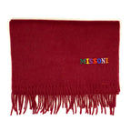 MISSONI Mens Womens Wool Fringe Scarf Multicolor Logo Black Gray Red