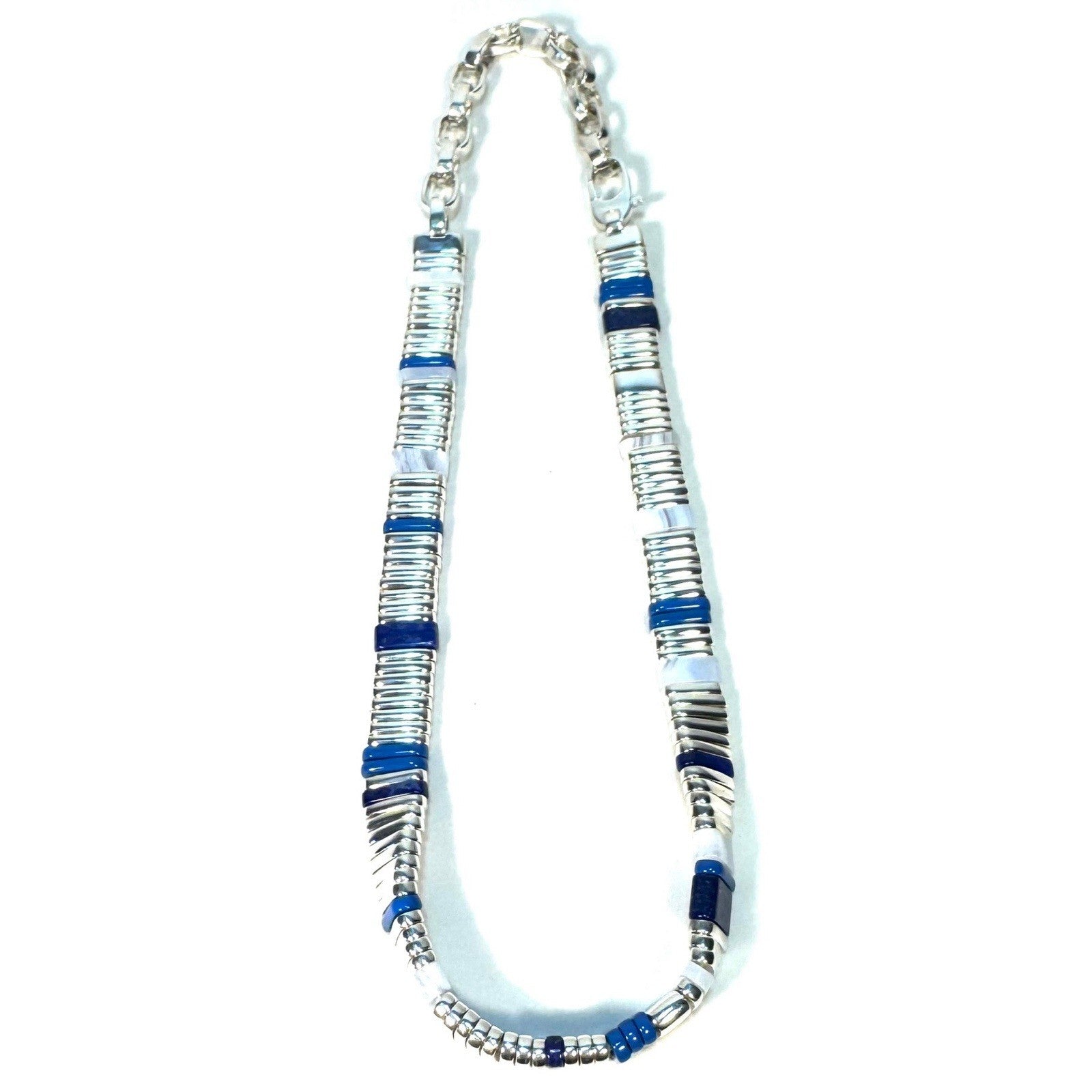 JOHN HARDY Womens .925 Silver Colorblock Lapis Lazuli Blue Agate Choker Necklace
