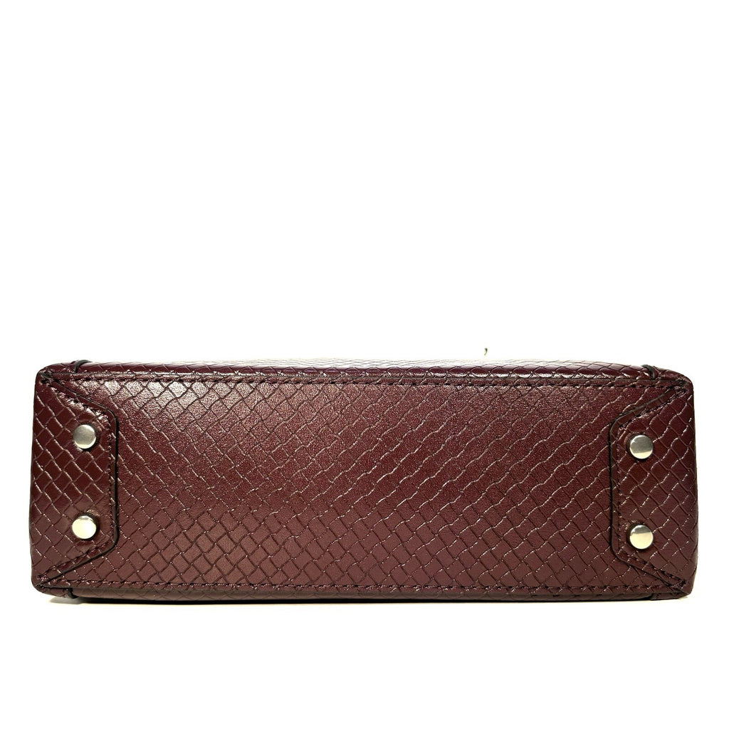 RAG & BONE Belize Basketweave Leather Shopper Shoulder Bag Wine (MSRP $398)