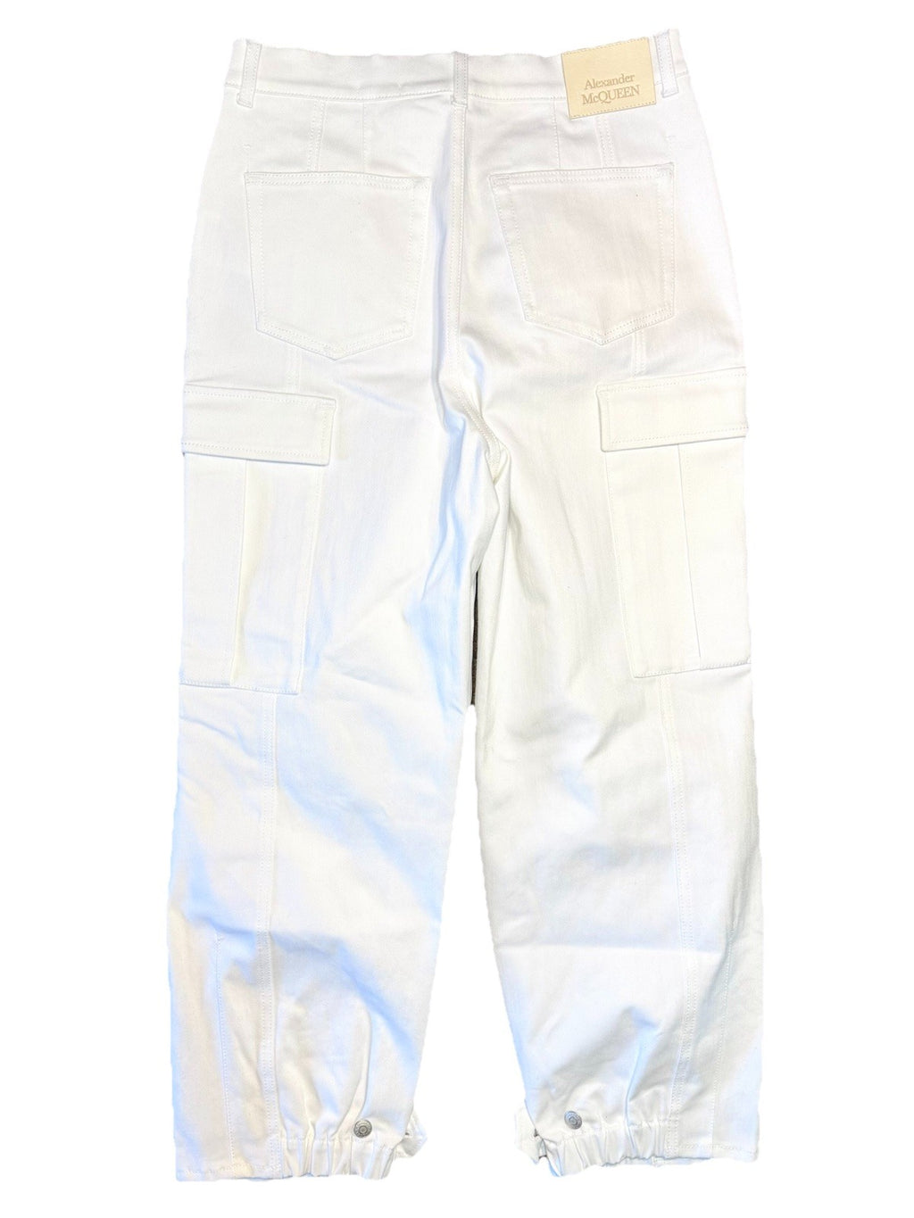 ALEXANDER MCQUEEN Womens Wide Leg Cargo Denim Jeans White 28 (MSRP $1,490)
