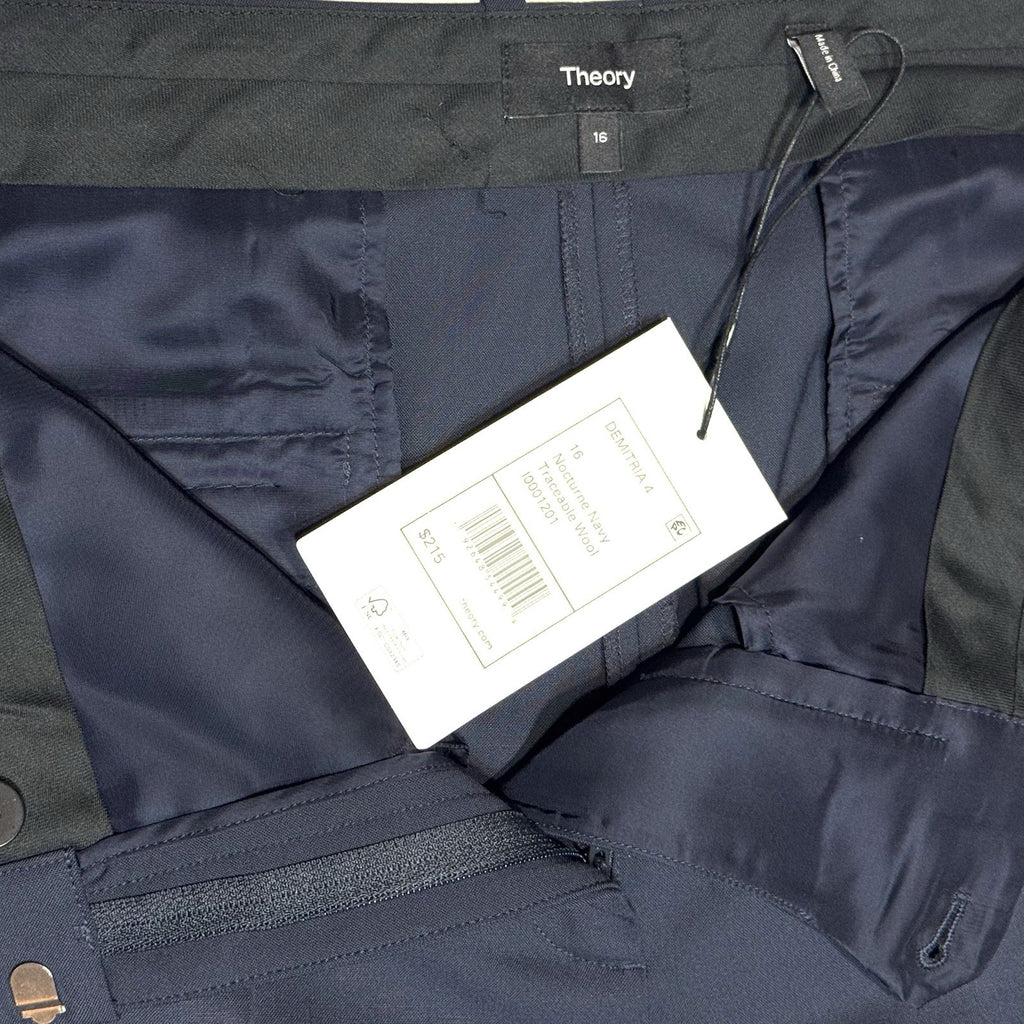 THEORY Womens Demitria 4 Traceable Wool Dress Trousers Pants Navy Blue