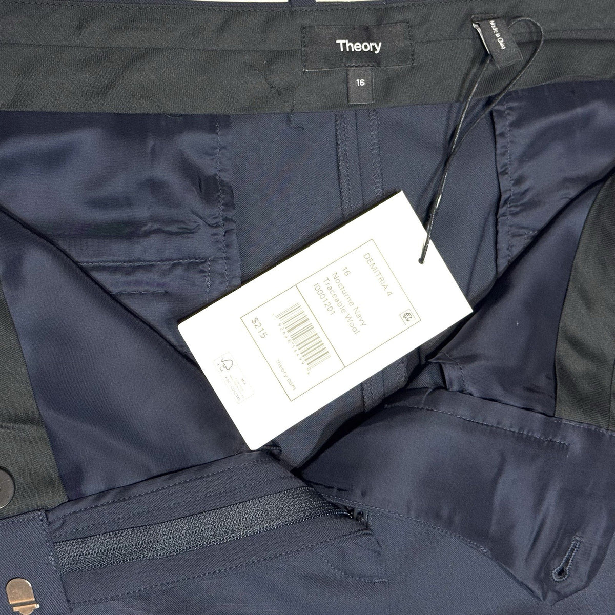THEORY Womens Demitria 4 Traceable Wool Dress Trousers Pants Navy Blue