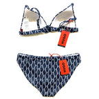 HUGO BOSS Womens Triangle Monogram Logo Bikini Top and Bottom Set Blue XL