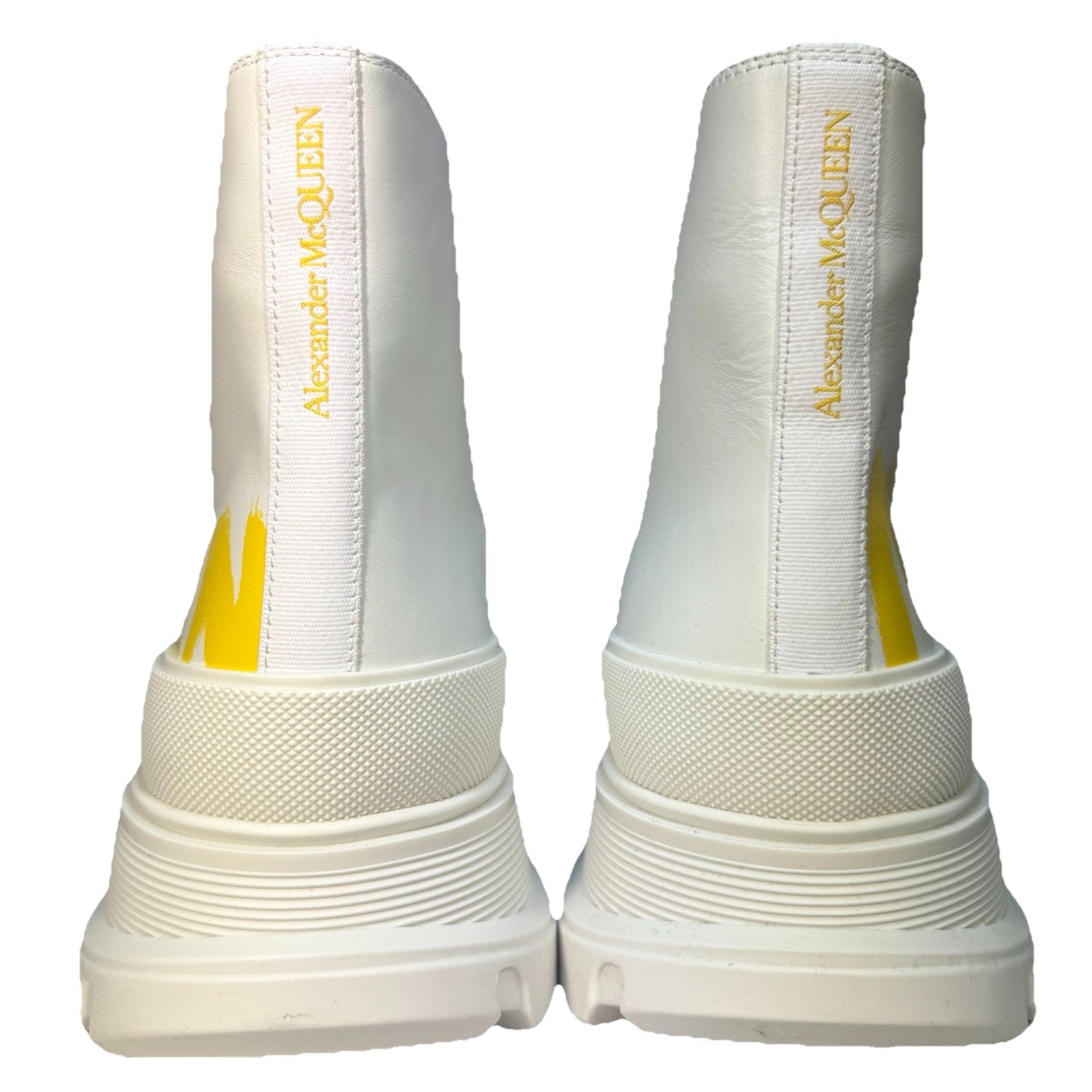 ALEXANDER MCQUEEN Mens Tread Slick Logo Sneaker Boots Yellow White (MSRP $990)