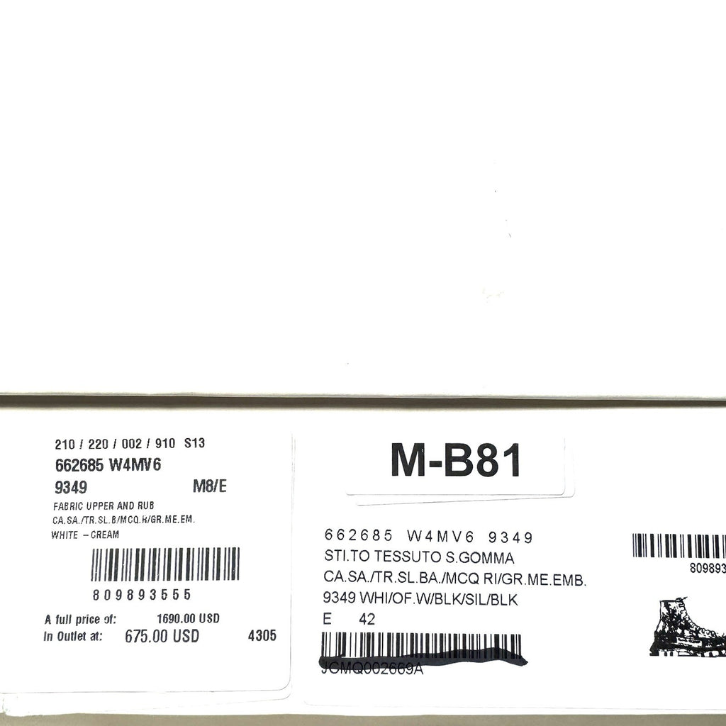 ALEXANDER MCQUEEN Mens Beaded Treadslick High Top Sneakers White 42 -MSRP $1,690