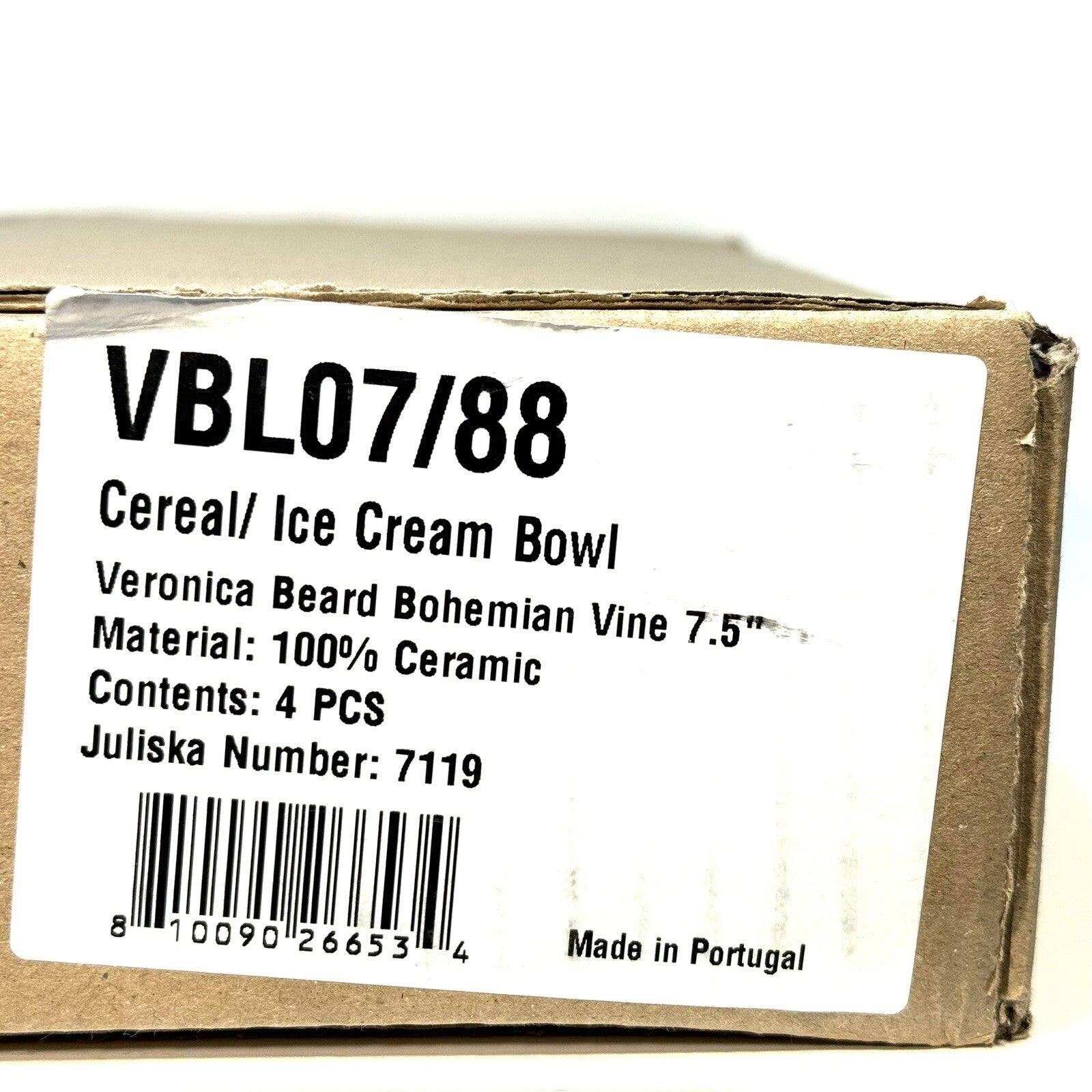 JULISKA Veronica Beard Bohemian Vine Cereal Ice Cream Bowl Set for 4 (MSRP $184)