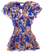 GILNER FARRAR Zoe Jungle Garden Floral Print Short Dress Blue (MSRP $295)