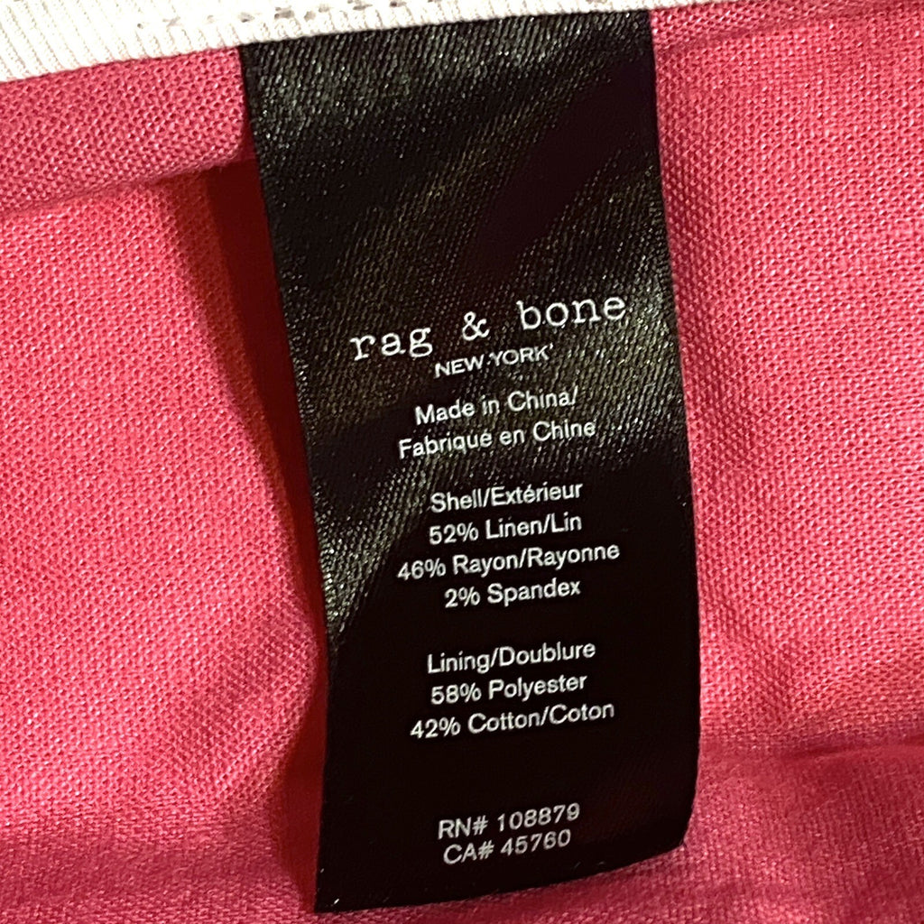 RAG & BONE Womens Charles Linen Long Blazer Jacket Magenta Pink (MSRP $550)