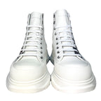 ALEXANDER MCQUEEN Mens Tread Slick Logo Hightop Sneaker Boots White (MSRP $990)