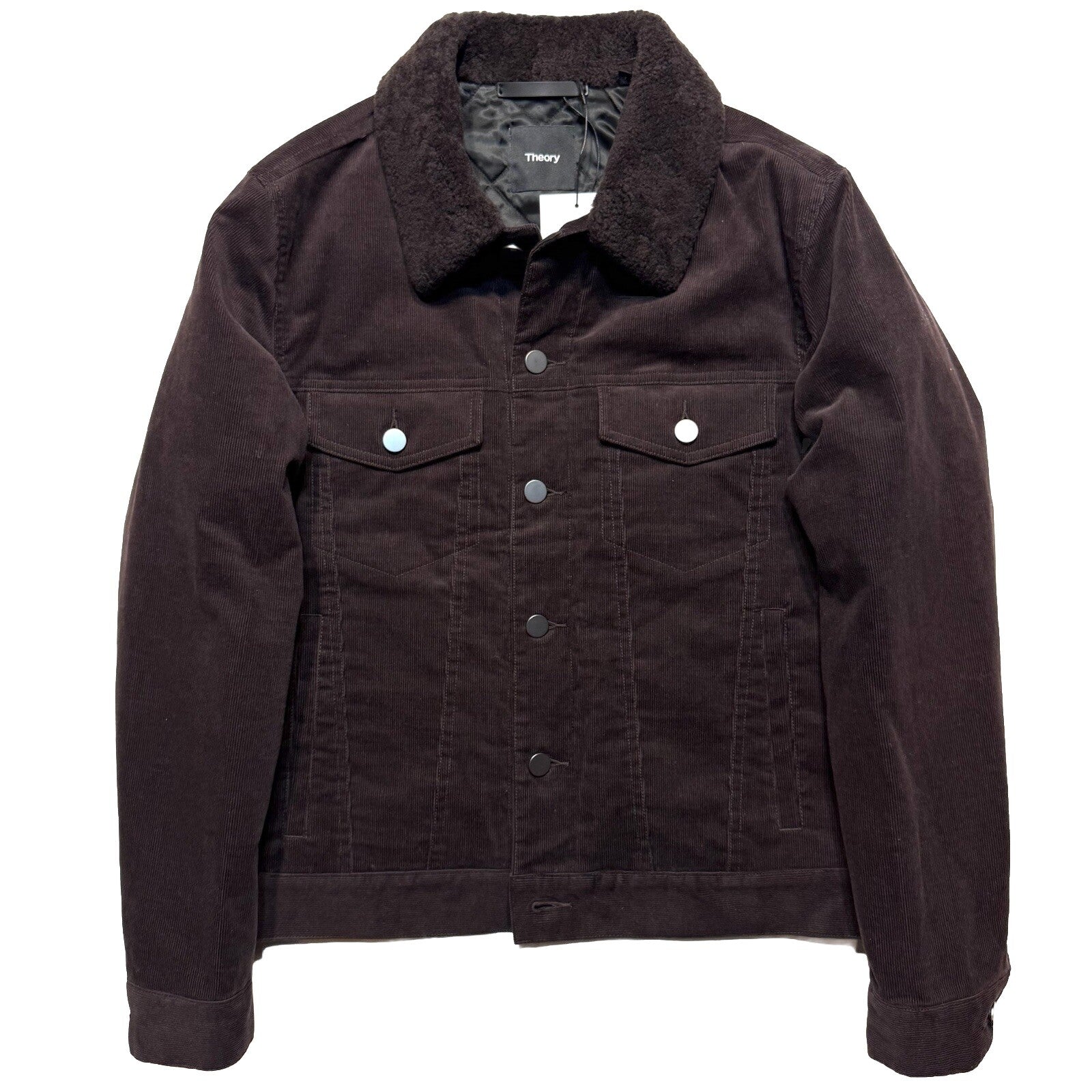 THEORY Mens Neil Corduroy Shearling Collar Trucker Jacket Mink Brown (MSRP $595)