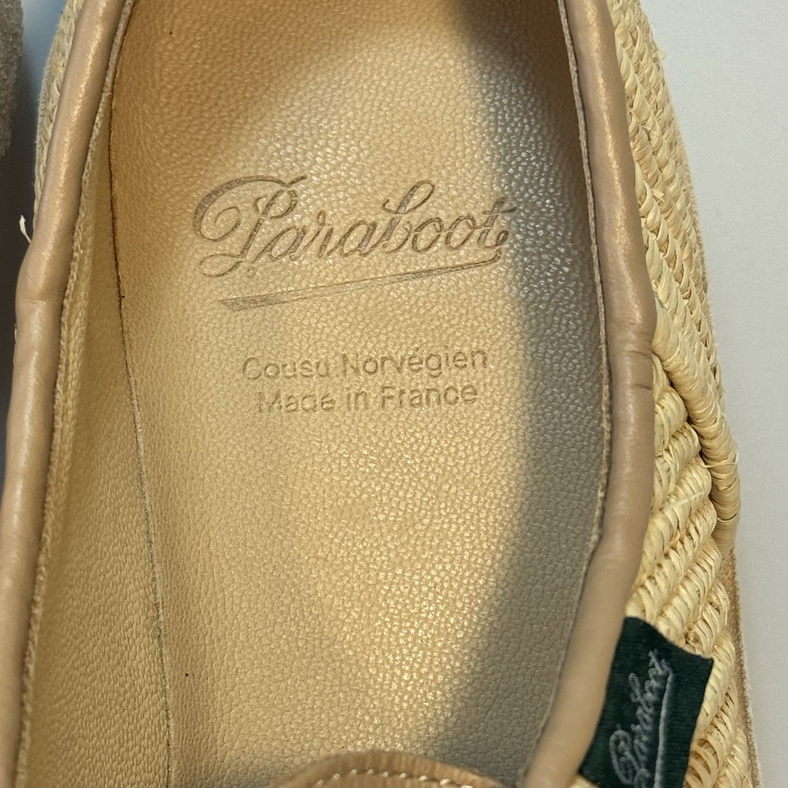 PARABOOT Mens Michael Raphia Woven Straw Leather Derby Shoes Beige (MSRP $615)