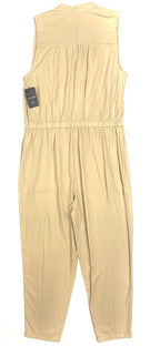 LUCKY BRAND Womens Natural Linen Sleeveless Button Jumpsuit Beige (MSRP $119)