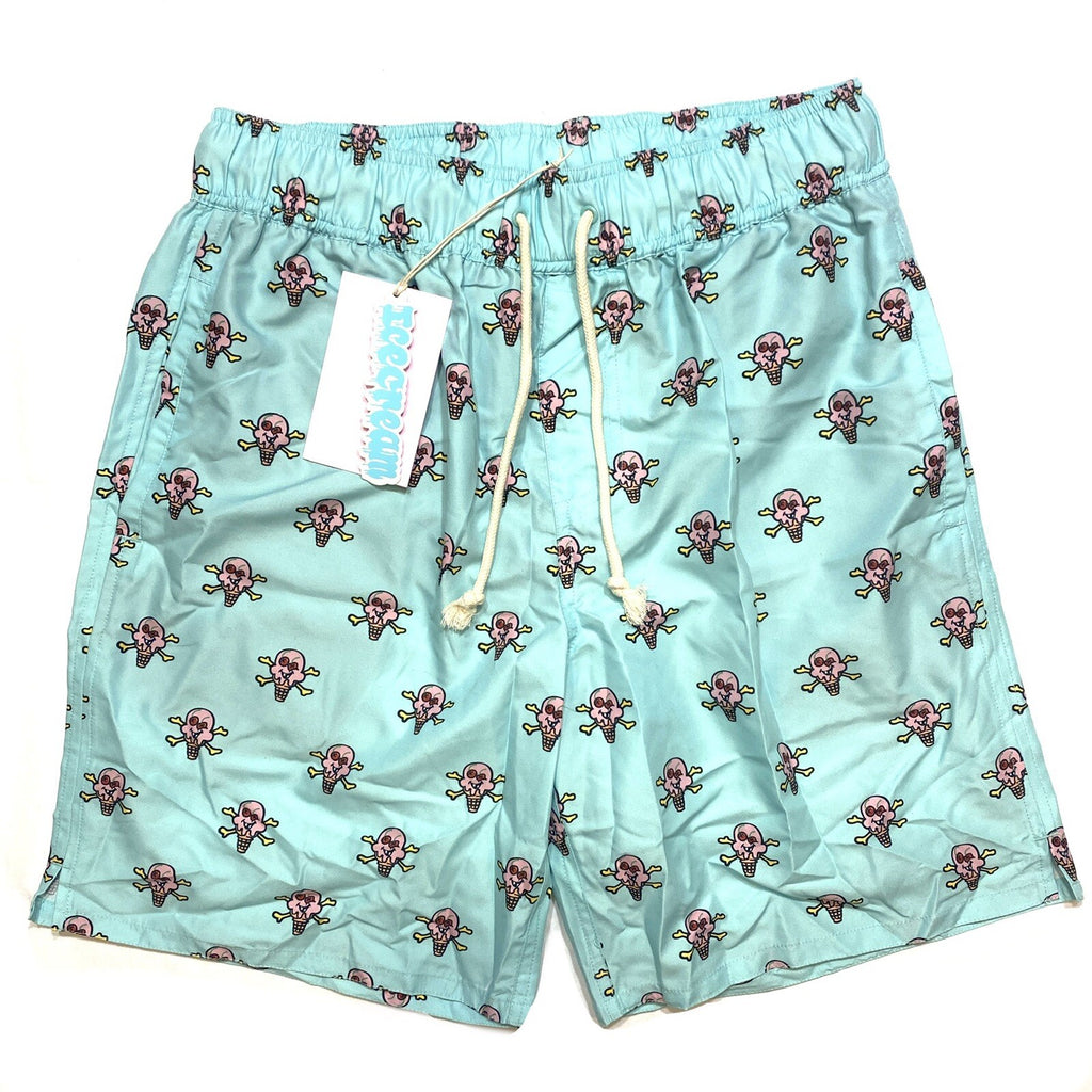 ICE CREAM Billionaire Boys Club Cones N Bones Logo Swim Shorts Blue (MSRP $125)