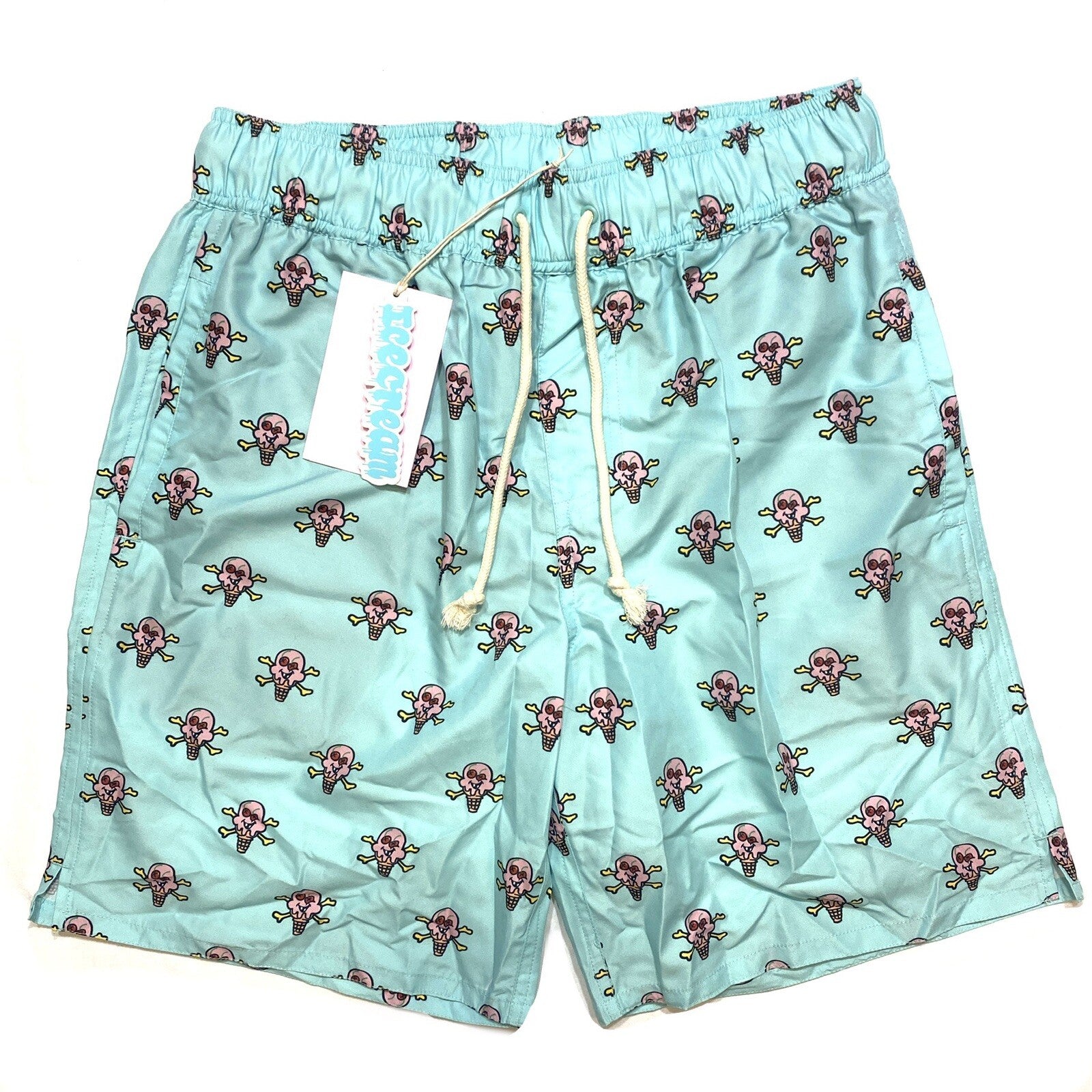 ICE CREAM Billionaire Boys Club Cones N Bones Logo Swim Shorts Blue (MSRP $125)