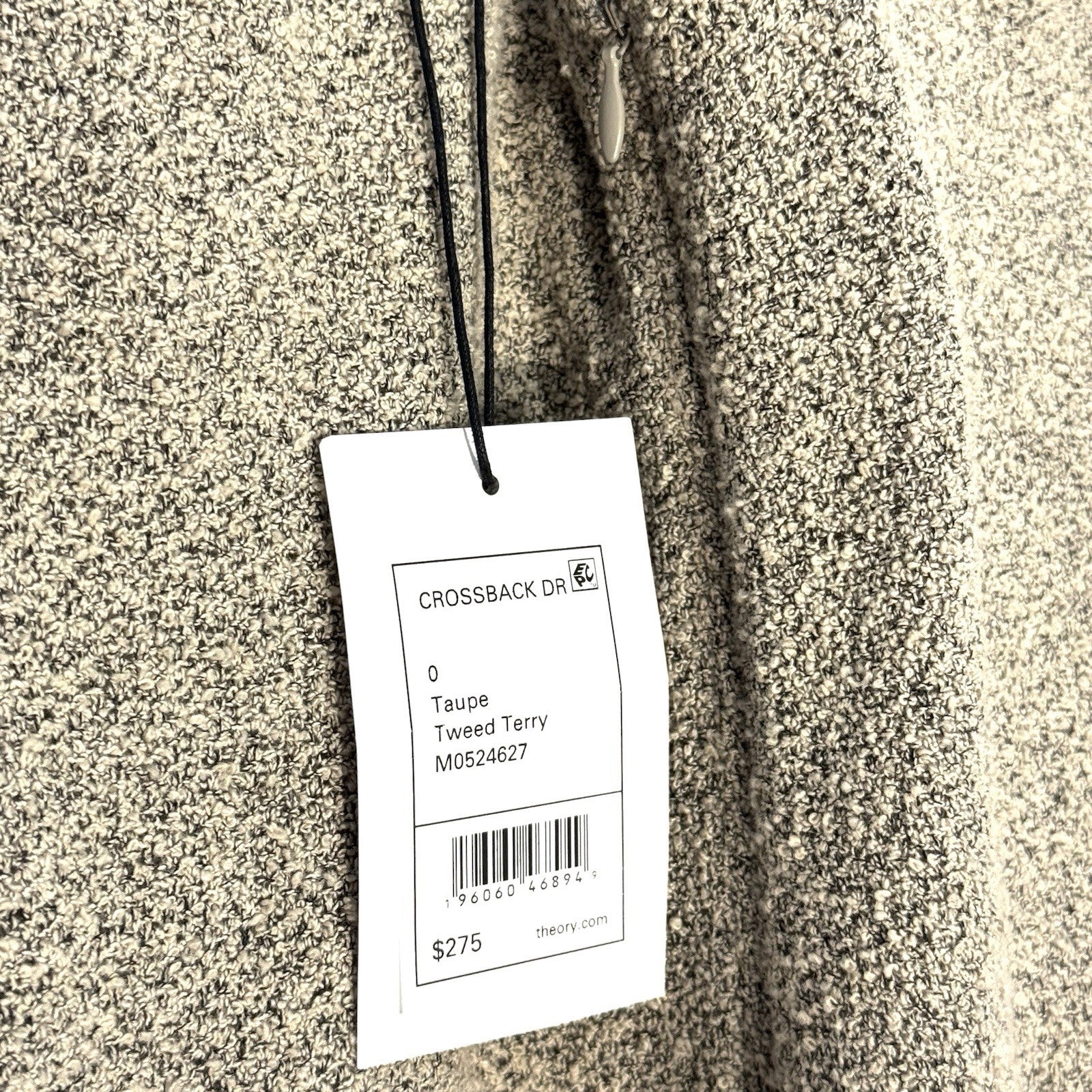 THEORY Womens Terry Tweed Crossback Boucle Midi Dress Taupe 0 (MSRP $275)