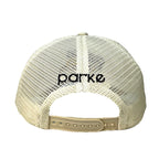 PARKE Womens NYC Taxi Cab Logo Embroidered Snapback Mesh Trucker Hat Beige