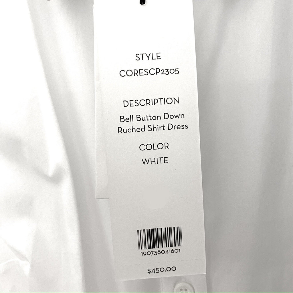 VERONICA BEARD Bell Button Down Ruched Shirt Dress White (MSRP $450)