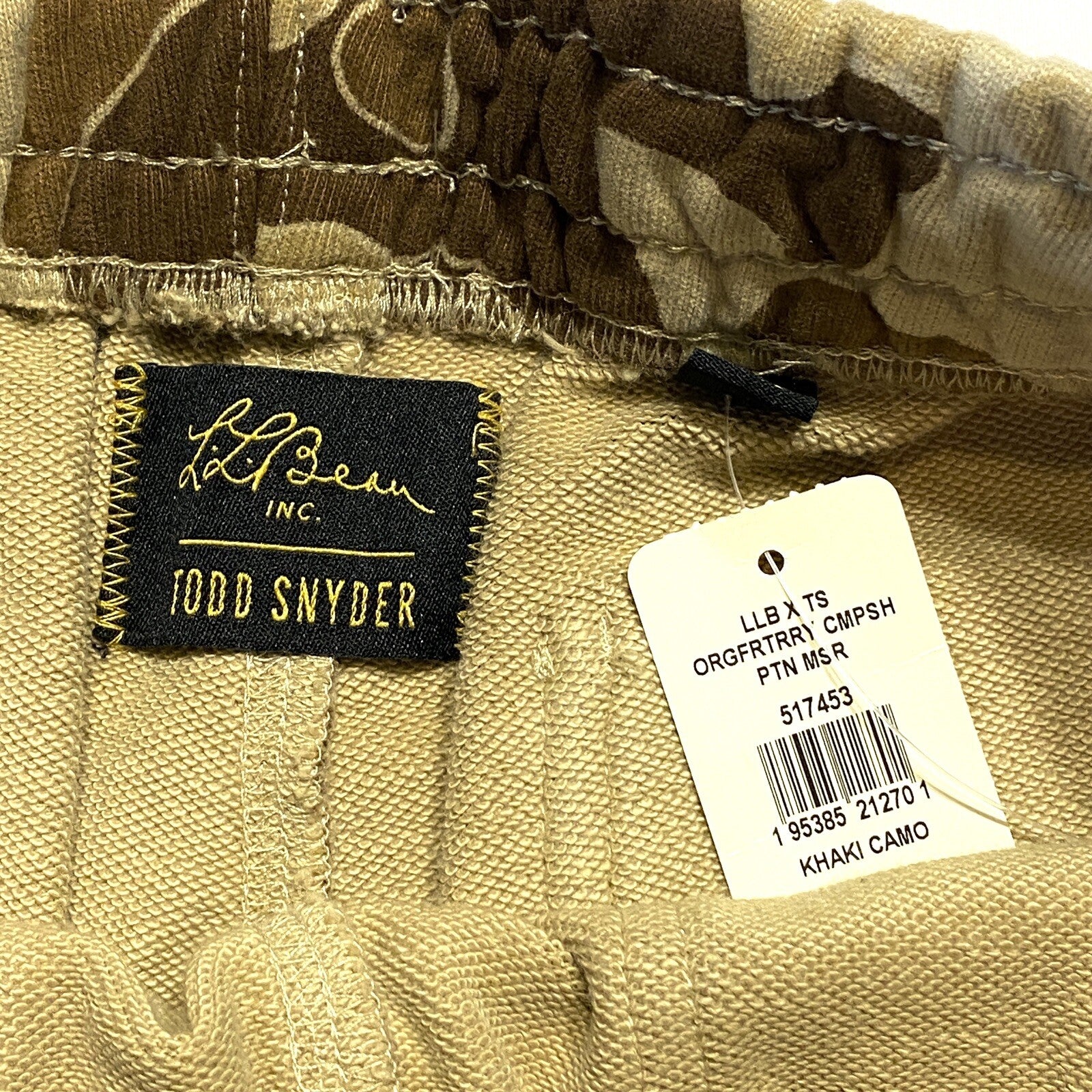 LL BEAN x TODD SNYDER Mens Camo Cotton Terrycloth Sweat Shorts Brown (MSRP $119)