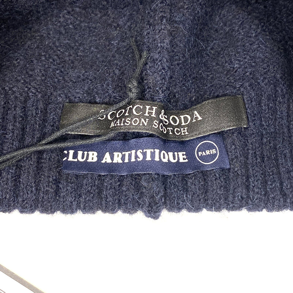 SCOTCH & SODA Alpaca Wool Club Artistique Beanie Cap Hat Navy Blue (MSRP $78)