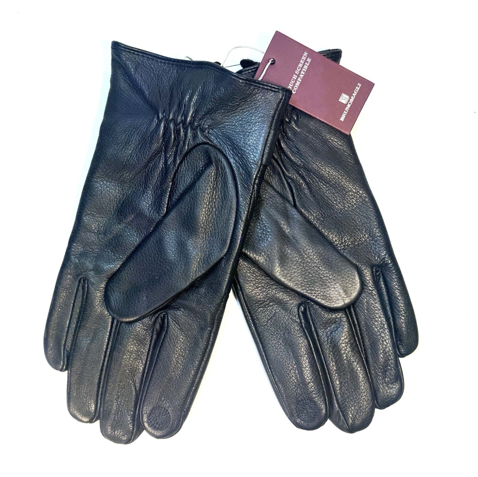 BRUNO MAGLI Mens Cashmere Lined Quilted Leather Touchscreen Gloves Black XL