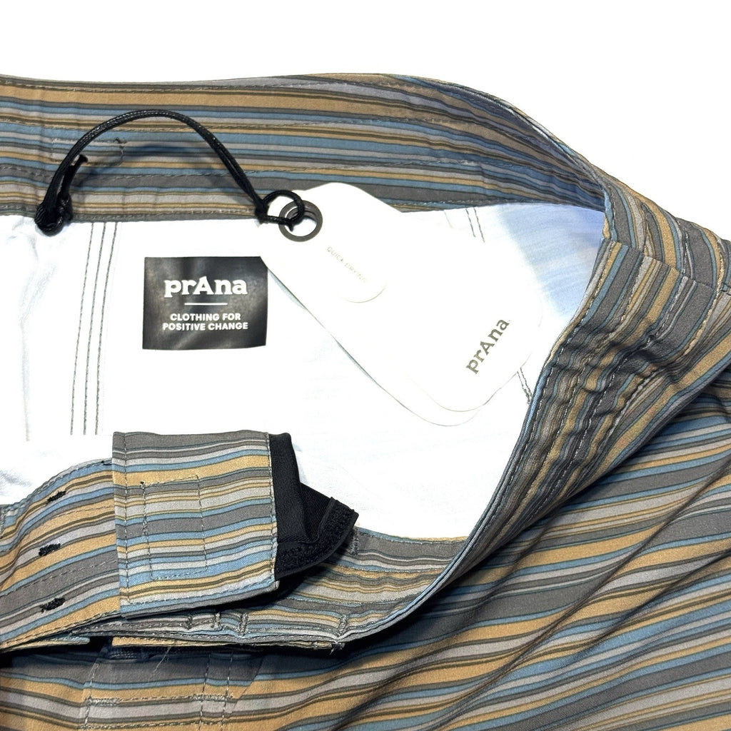PRANA Mens 7in Fenton Board Shorts Swim Trunks Flint Stripe Grey 30 (MSRP $65)