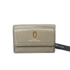 MARC JACOBS J Logo Leather Trifold Snap Mini Wallet Cement Grey (MSRP $125)